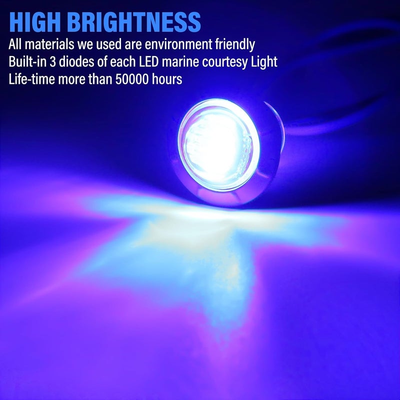 ALFU 10PCS Blue 3/4" 12V LED Boat Interior Lights Marine Navigation Lights Clearance Marker Lights Round Bullet Side Indicator Lamps for Truck, Trailer, RV, Van, Boat, Bus, Caravan - Image 2